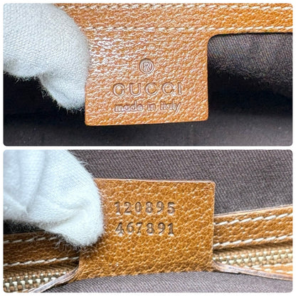 GUCCI Vintage GG Canvas Monogram Tote Bag Nailhead Camel Brown Studs Leather