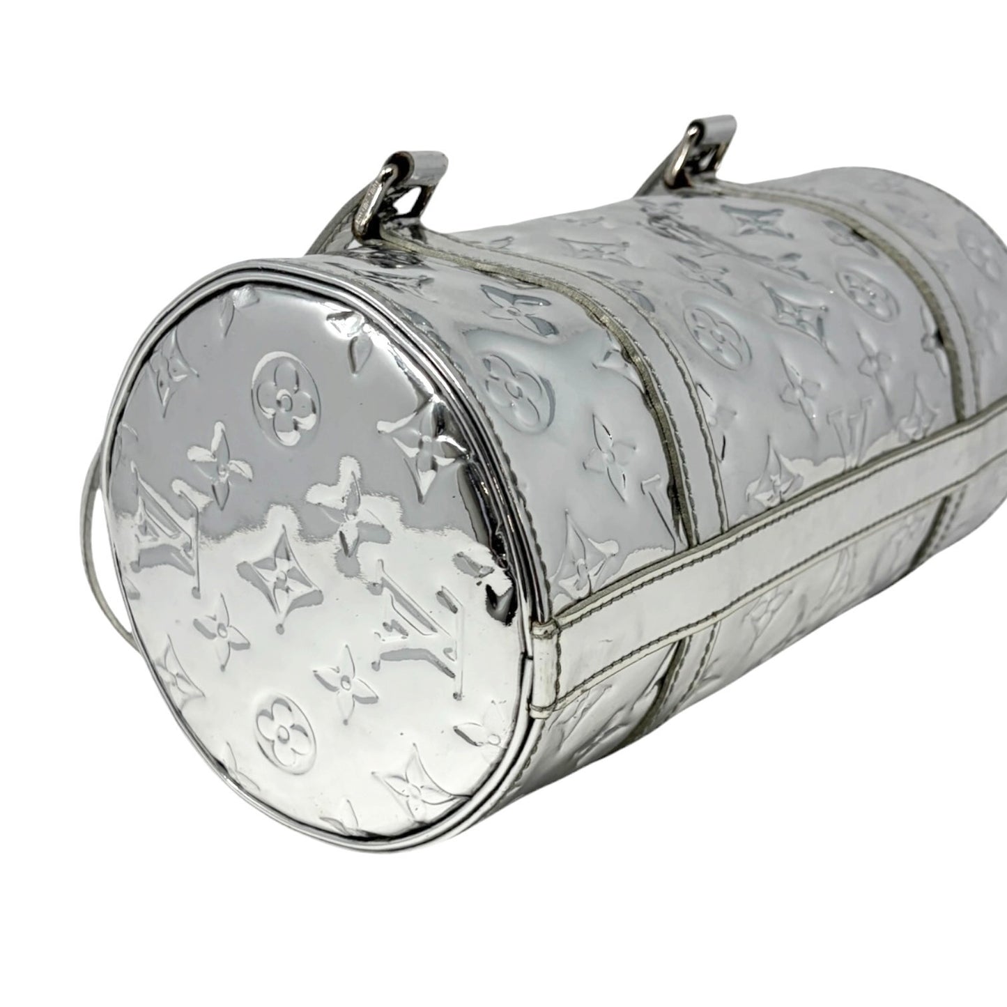 LOUIS VUITTON Vintage LV Monogram Miroir Papillon Barrel Bag Metallic Silver
