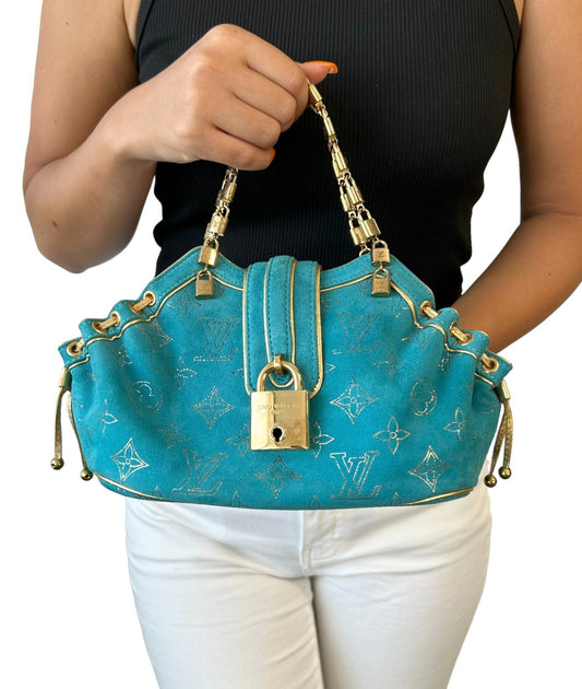 LOUIS VUITTON Vintage Monogram Extraordinary Theda PM Bag Turquoise 902025