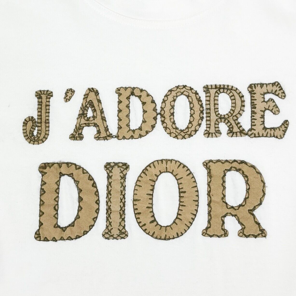 Christian Dior Vintage J'ADORE Logo T-shirt Top #38 Stitch White Cotton Rank AB