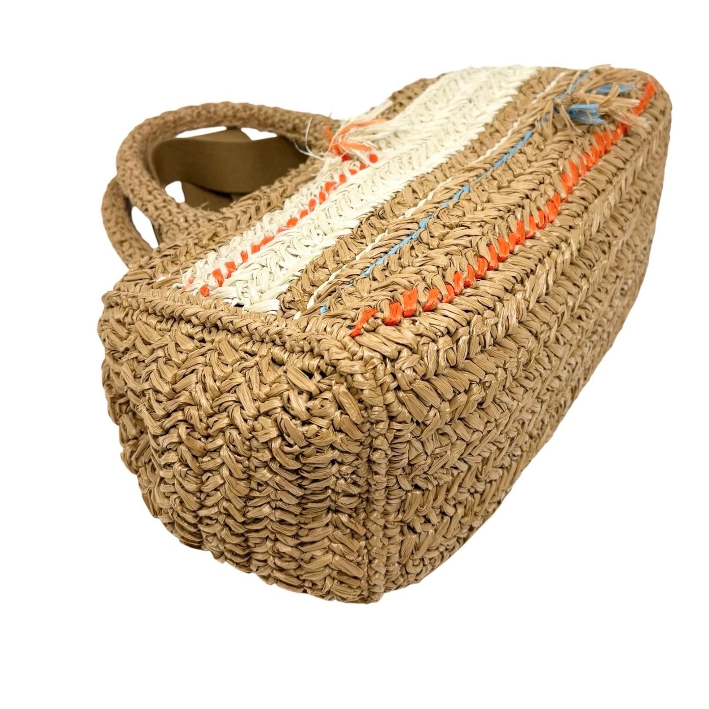 PRADA Vintage Raffia Straw Tote Crossbody Bag 2way Brown Multicolor 901877