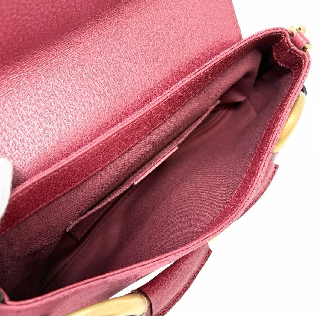 GUCCI Vintage GG Monogram Horsebit Chain Shoulder Bag Pochette Pink 901801