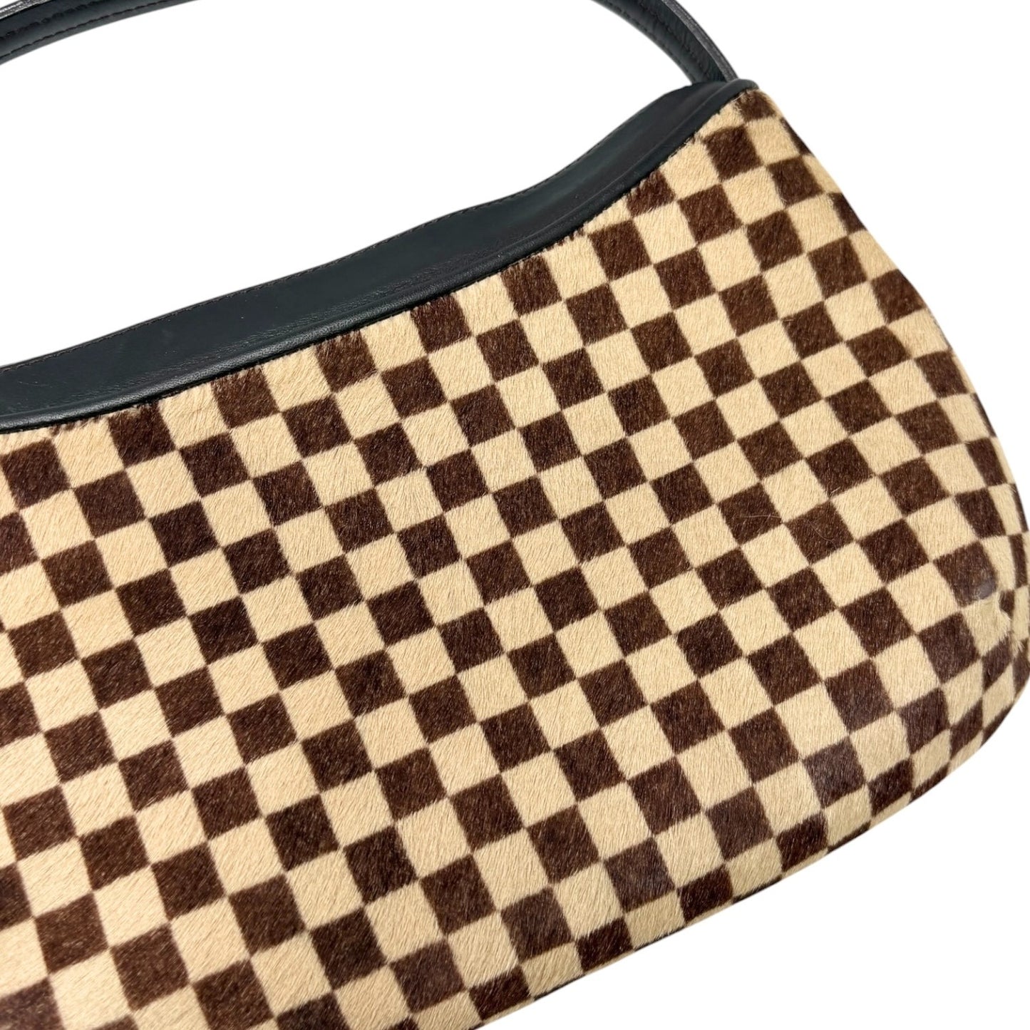 LOUIS VUITTON Vintage Damier Sauvage Tigre Pony Calf Hair Mini Bag Brown Beige