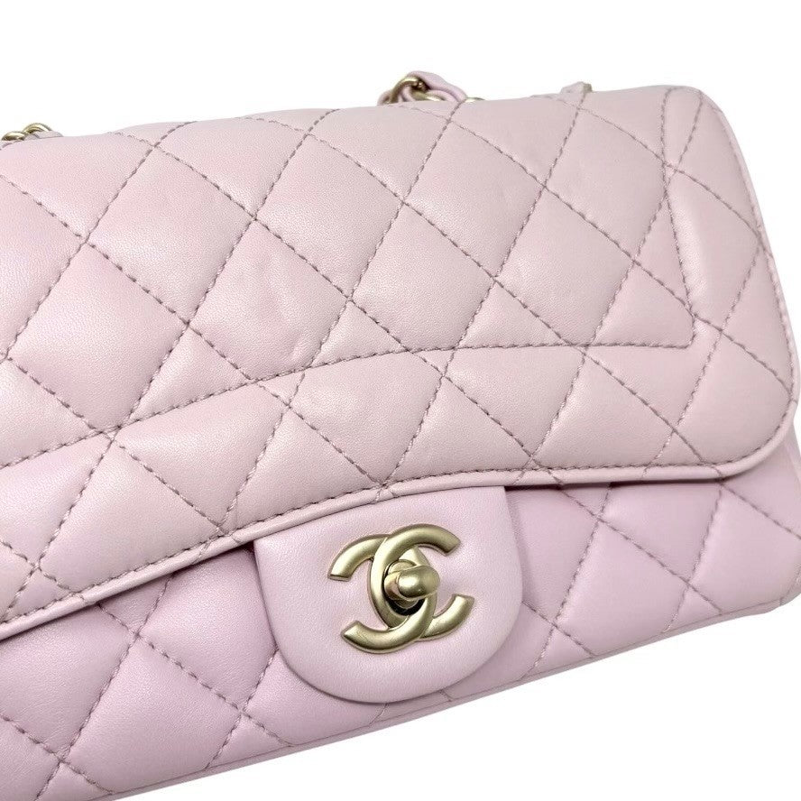 CHANEL Vintage CC Logo Quilted Chian 2way Bag Pink Gold Leather 902322