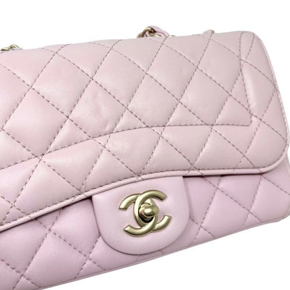 CHANEL Vintage CC Logo Quilted Chian 2way Bag Pink Gold Leather 902322