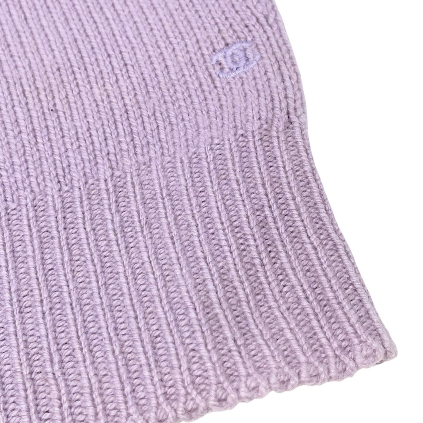 CHANEL Vintage CC Mark Logo Knit Sweater Top Short Sleeve Cashmere Purple