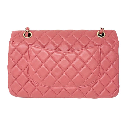 CHANEL Vintage CC Logo Quilted Double Chain 2way Bag Pink Gold Leather 902959