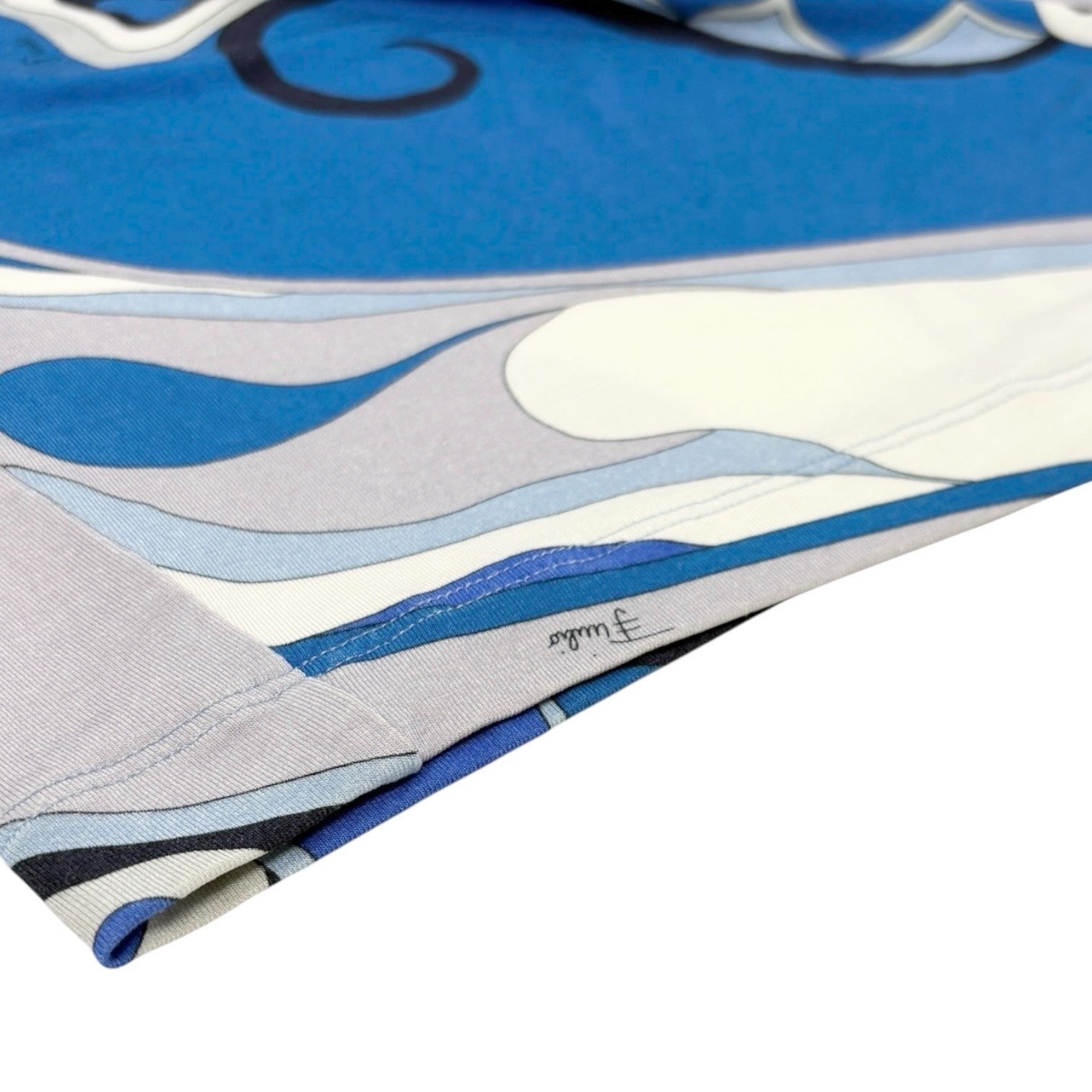 EMILIO PUCCI Vintage Logo Multicolor Dress #42 Blue White Cotton Rayon Silk