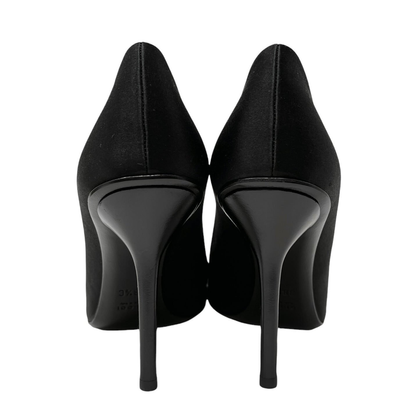 GUCCI Vintage Logo Horsebit Heels #38.5 US 8.5 Black Rhinestone Satin Rank AB+