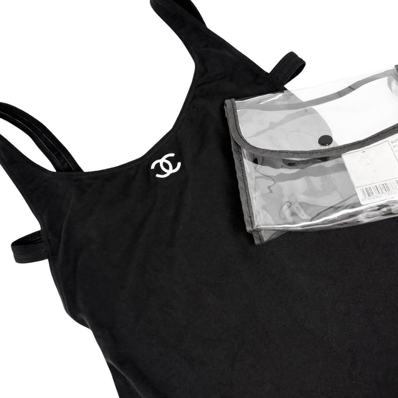 CHANEL Vintage 98P CC Logo Swimwear Swimsuit One-piece #40 Black Nylon 902283