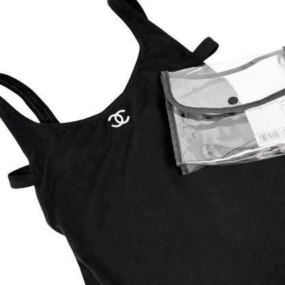 CHANEL Vintage 98P CC Logo Swimwear Swimsuit One-piece #40 Black Nylon 902283