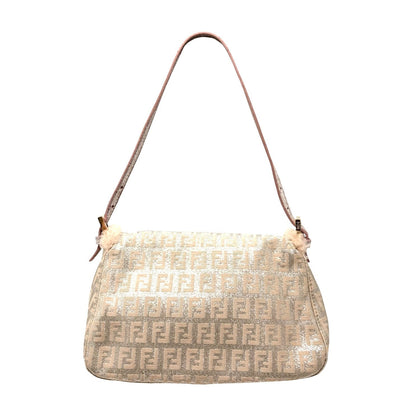 FENDI Vintage Zucchino Squirrel Mamma Baguette Canvas Shoulder Bag Pink 902043