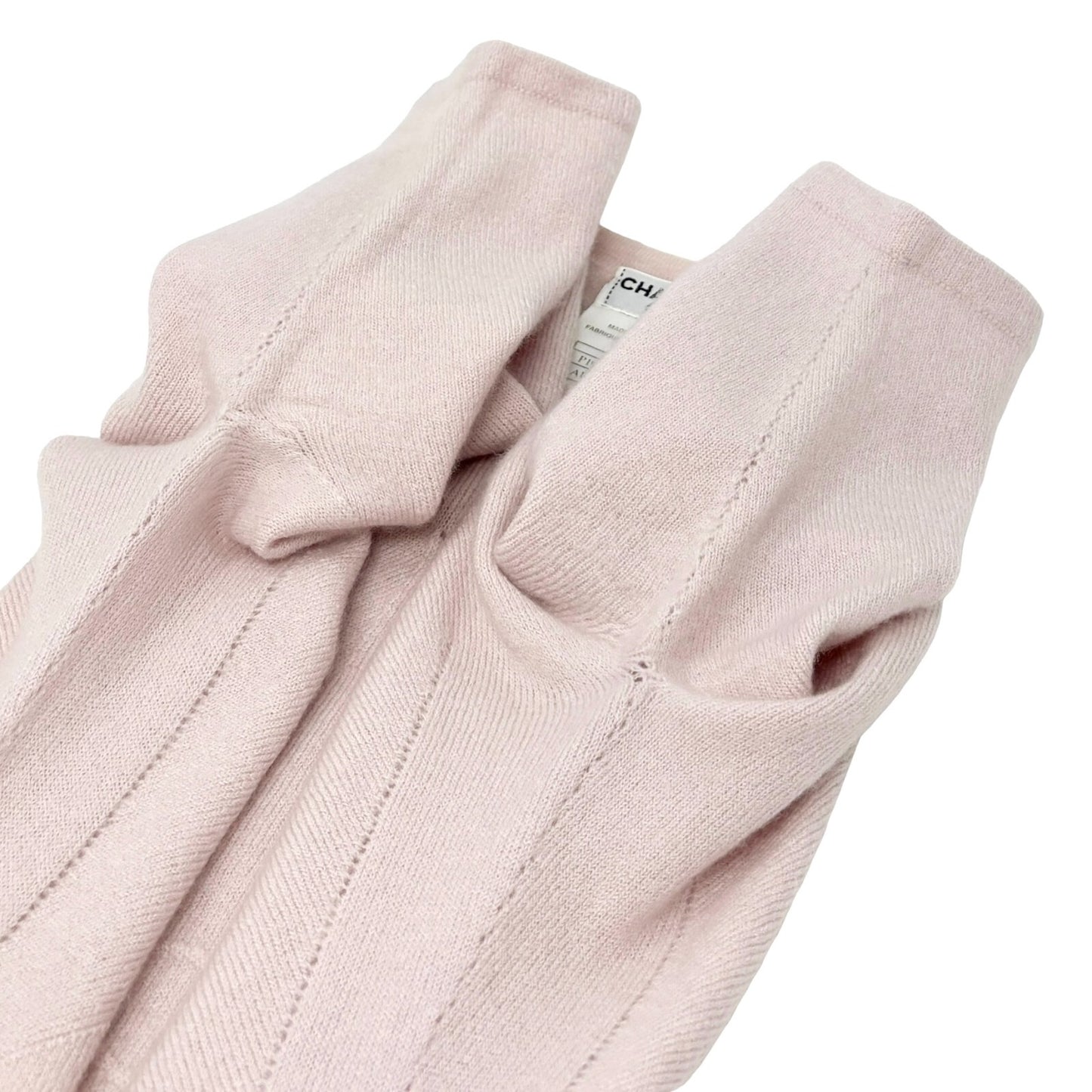 CHANEL Vintage 02A CC Mark Logo Knit T-shirt #38 Top Light Pink Cashmere Rank AB
