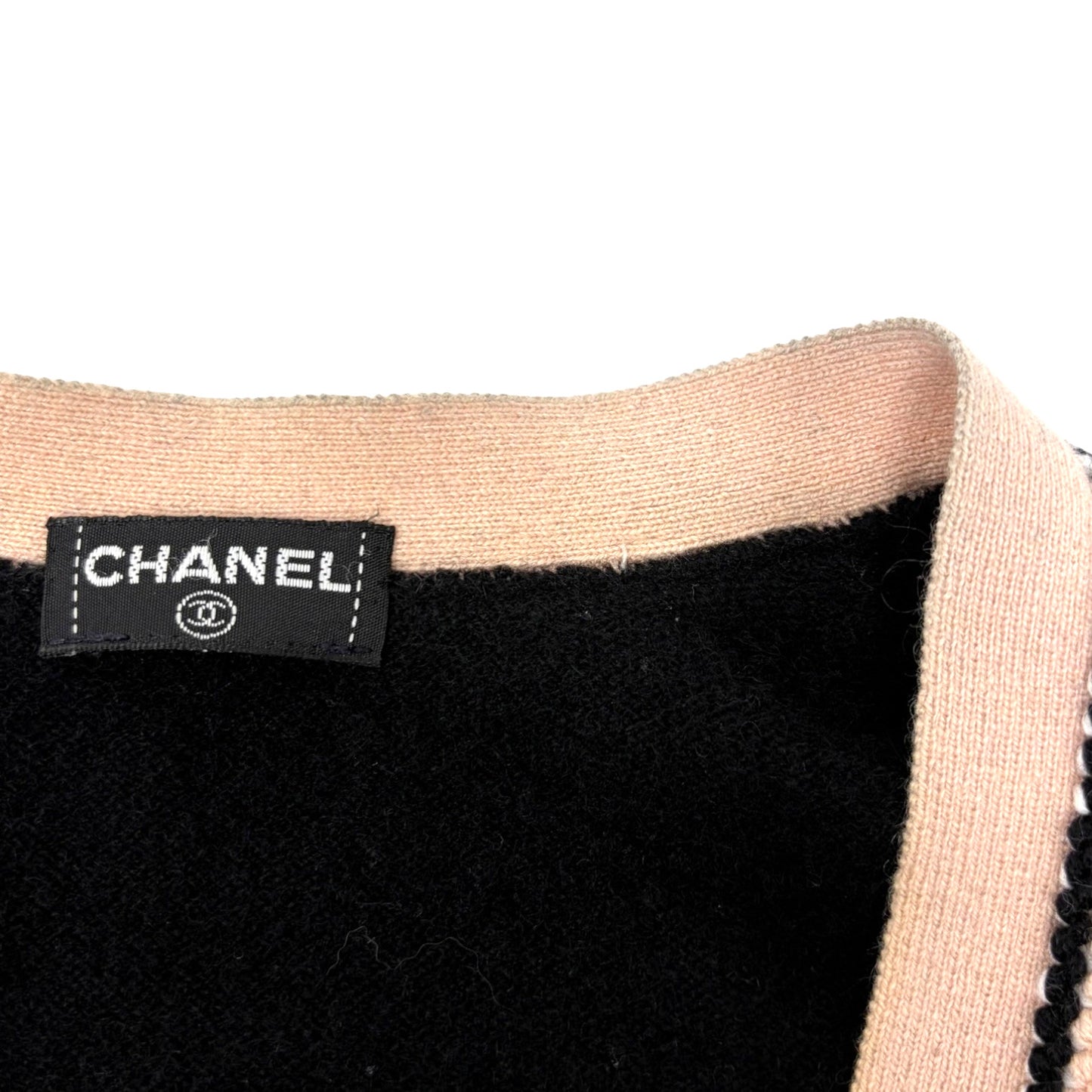 CHANEL Vintage 03A CC Logo Cashmere Knit Cardigan Sweater Black 106917