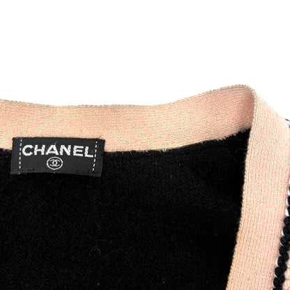 CHANEL Vintage 03A CC Logo Cashmere Knit Cardigan Sweater Black 106917