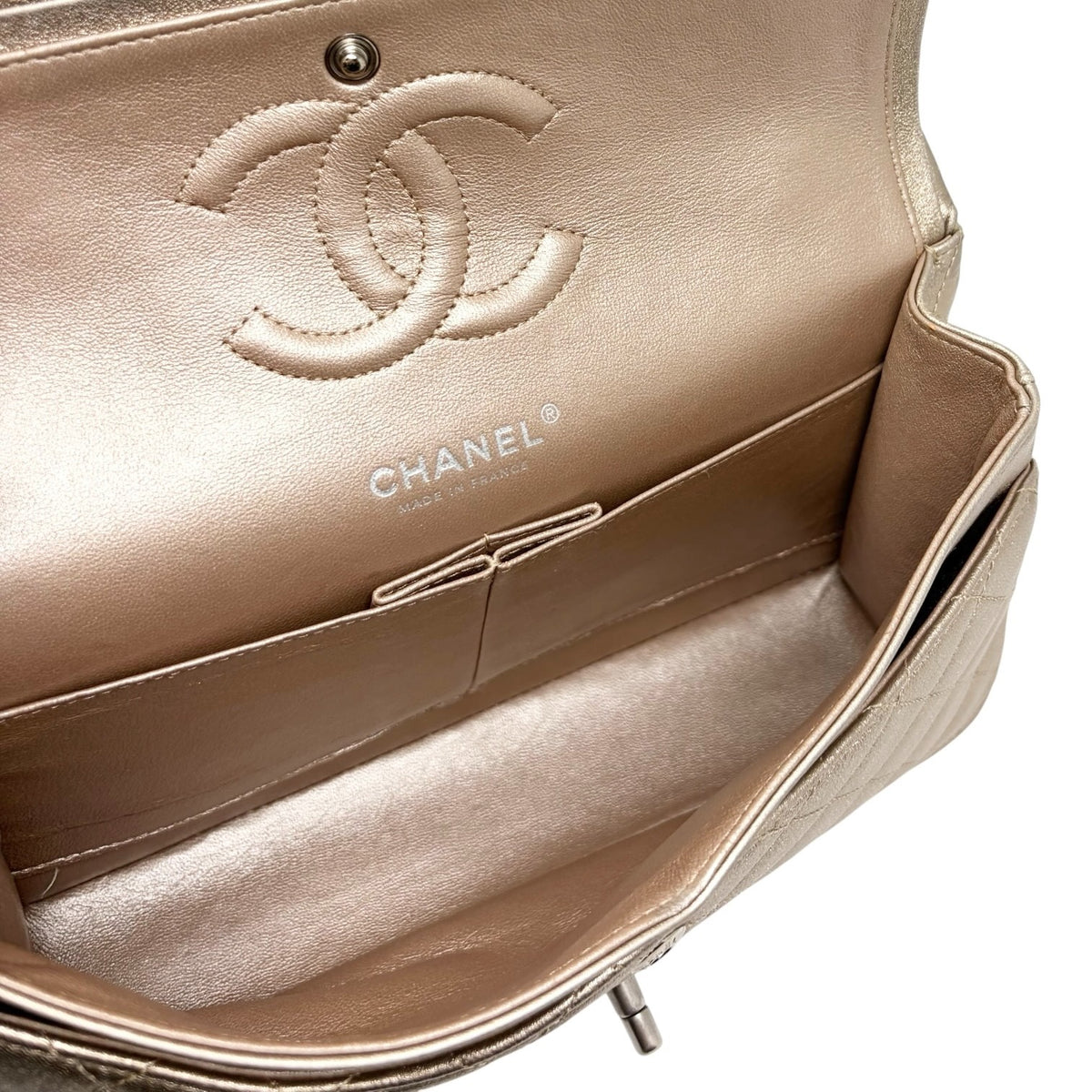 CHANEL Vintage CC Turnlock Quilted Chain Flap Bag 2 Way Metallic Gold 902919