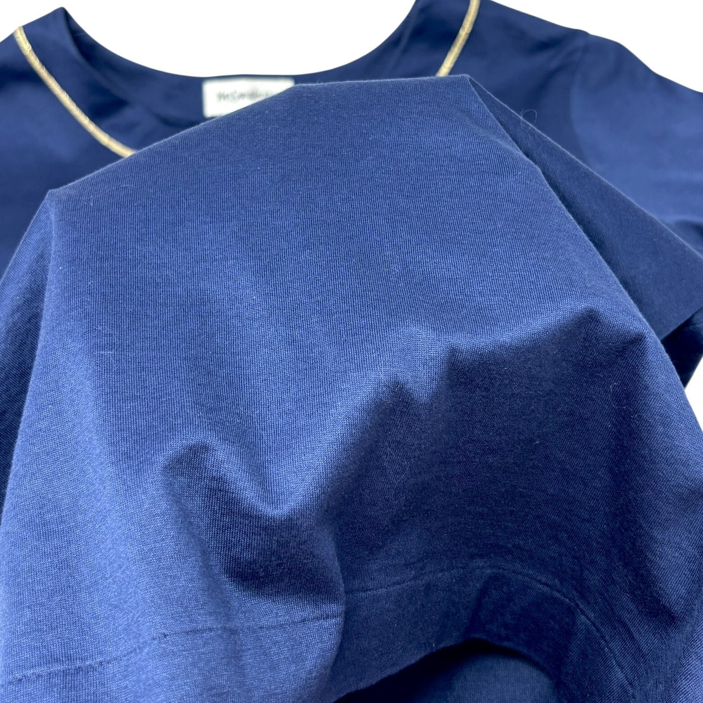 Yves Saint Laurent Vintage YSL Logo Top #M Pullover Dark Blue Gold Glitter
