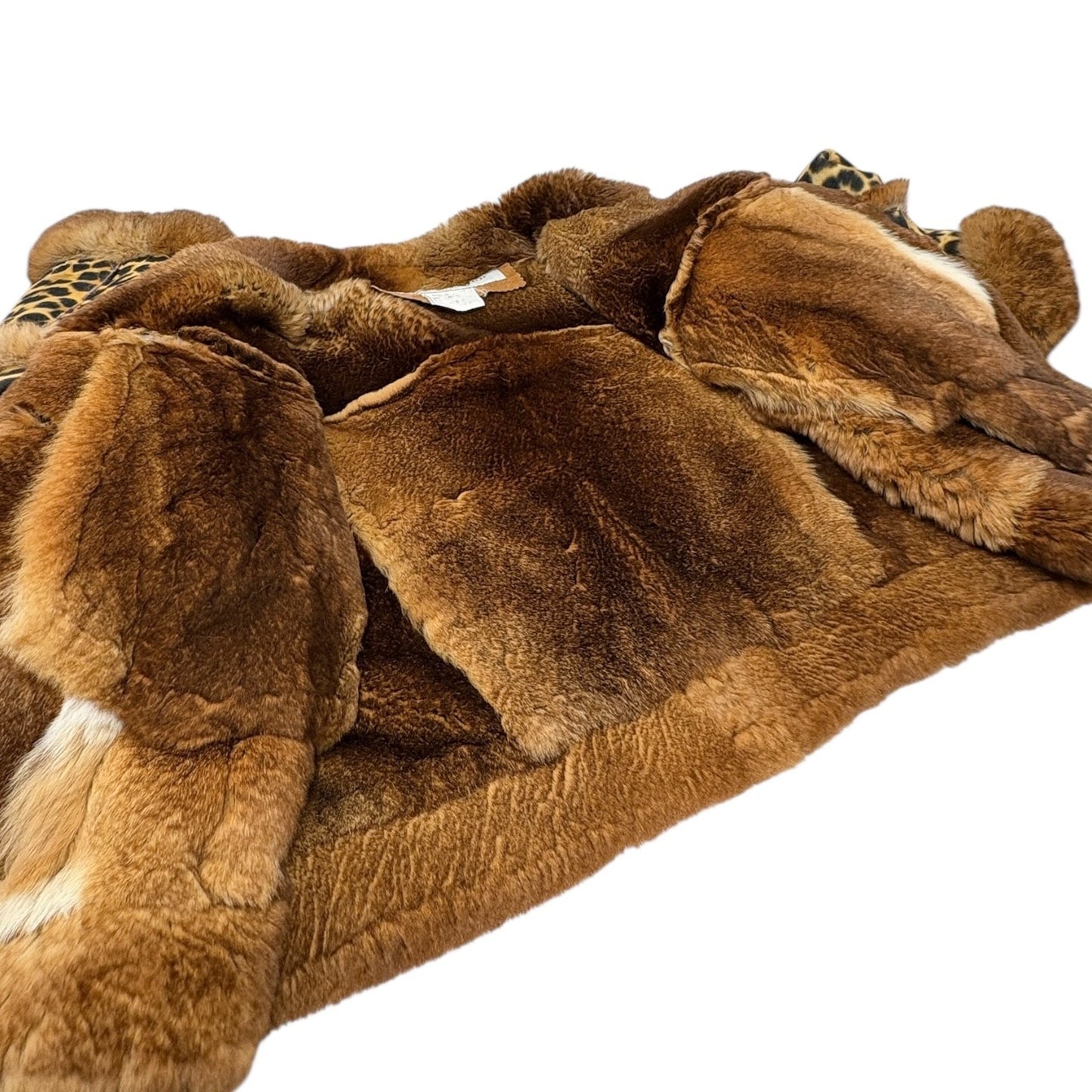 Christian Dior Vintage Leopard Shearling Fur Jacket Top #40 Brown Leather