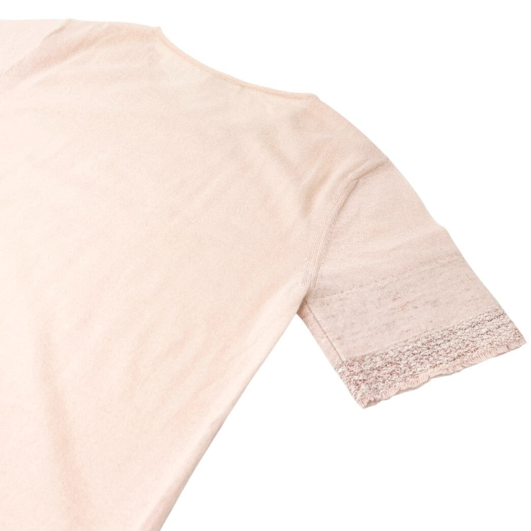 CHANEL Vintage 05C CC Mark Logo Knit T-shirt Top #36 Pink Cashmere Tweed RankAB