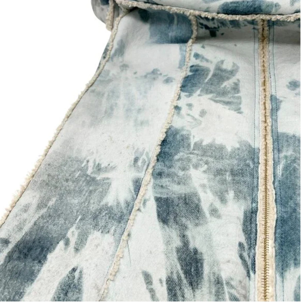 Christian Dior Vintage 2000 Tie-Dye Mouton Long Jacket Coat #40 Light Blue