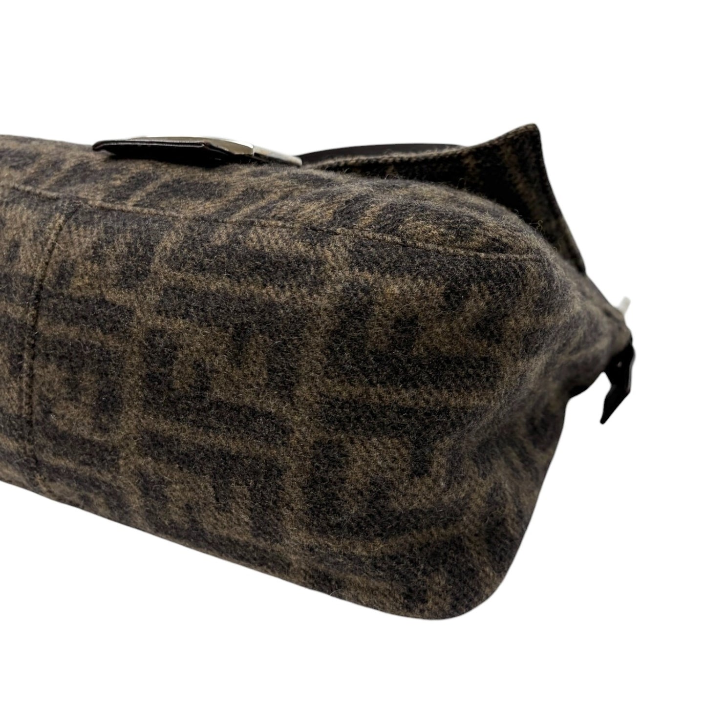 FENDI Vintage FF Zucca Cashmere Mamma Baguette Shoulder Bag Brown 902093