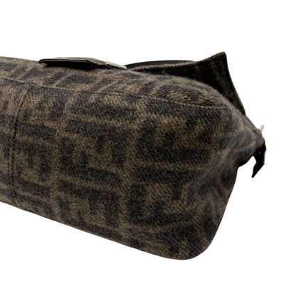 FENDI Vintage FF Zucca Cashmere Mamma Baguette Shoulder Bag Brown 902093