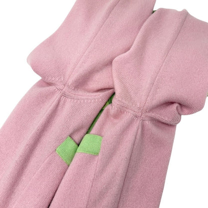CHANEL Vintage CC Logo Cashmere Knit Long Cardigan Top Pink Green 902471