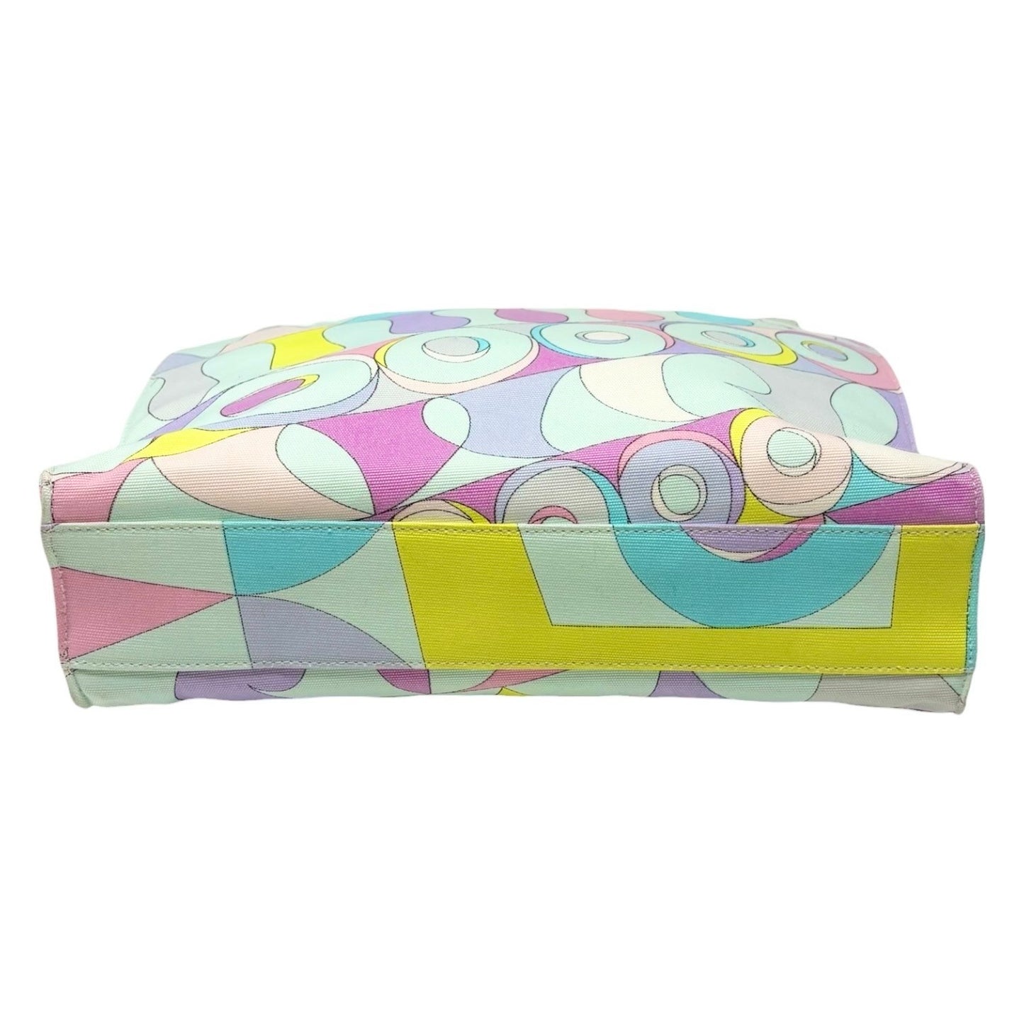 EMILIO PUCCI Vintage Logo Geometric Multicolor Printed Canvas Square Tote Bag