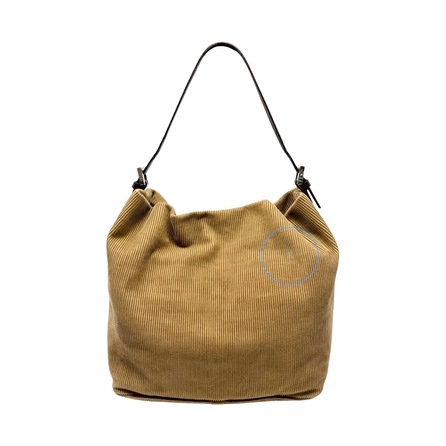 FENDI Vintage FF Logo Corduroy Pochette Shoulder Bag Beige Silver Brown 901847