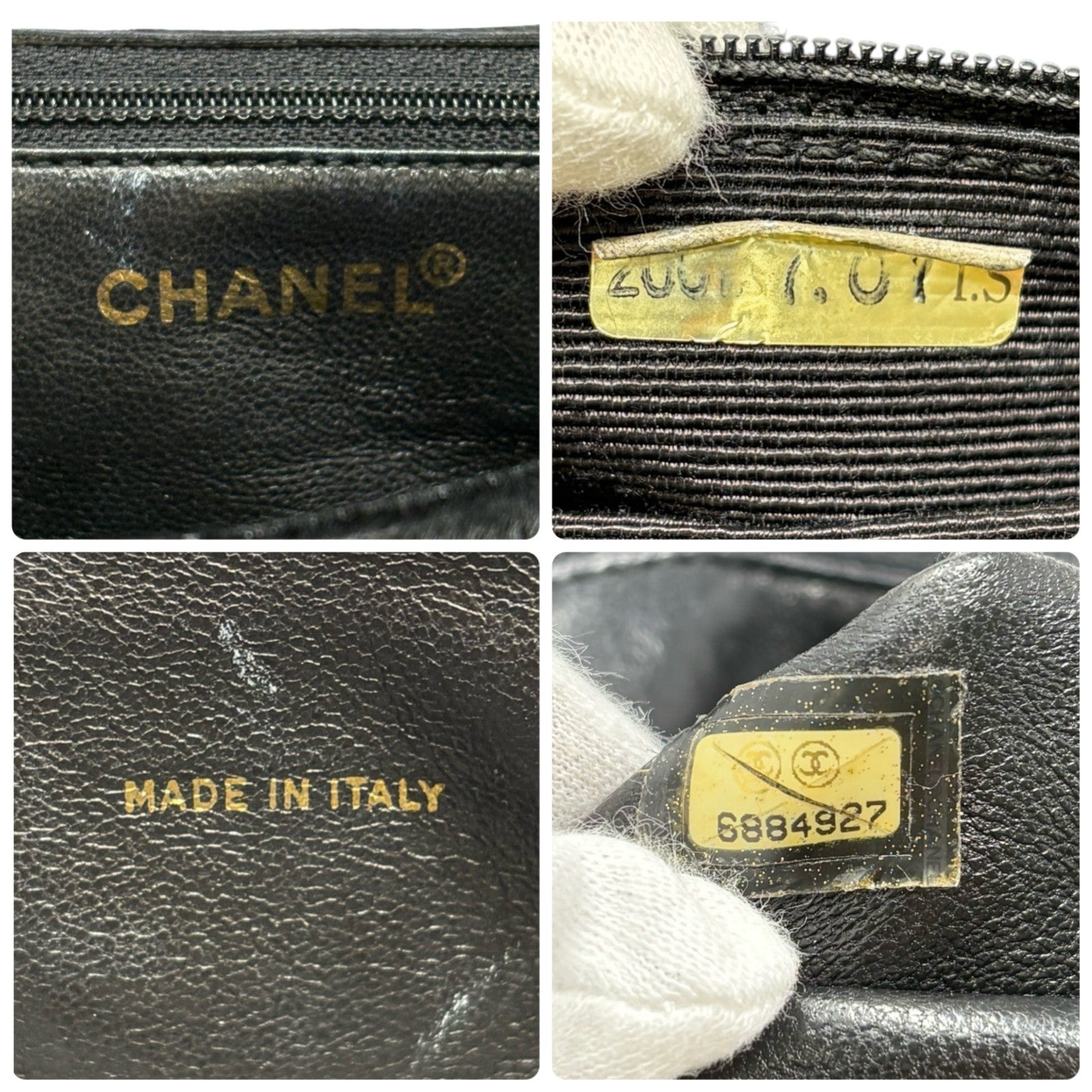 CHANEL Vintage CC Chocolate Bar Flap Pony Calf Hair Shoulder Bag Black Gold