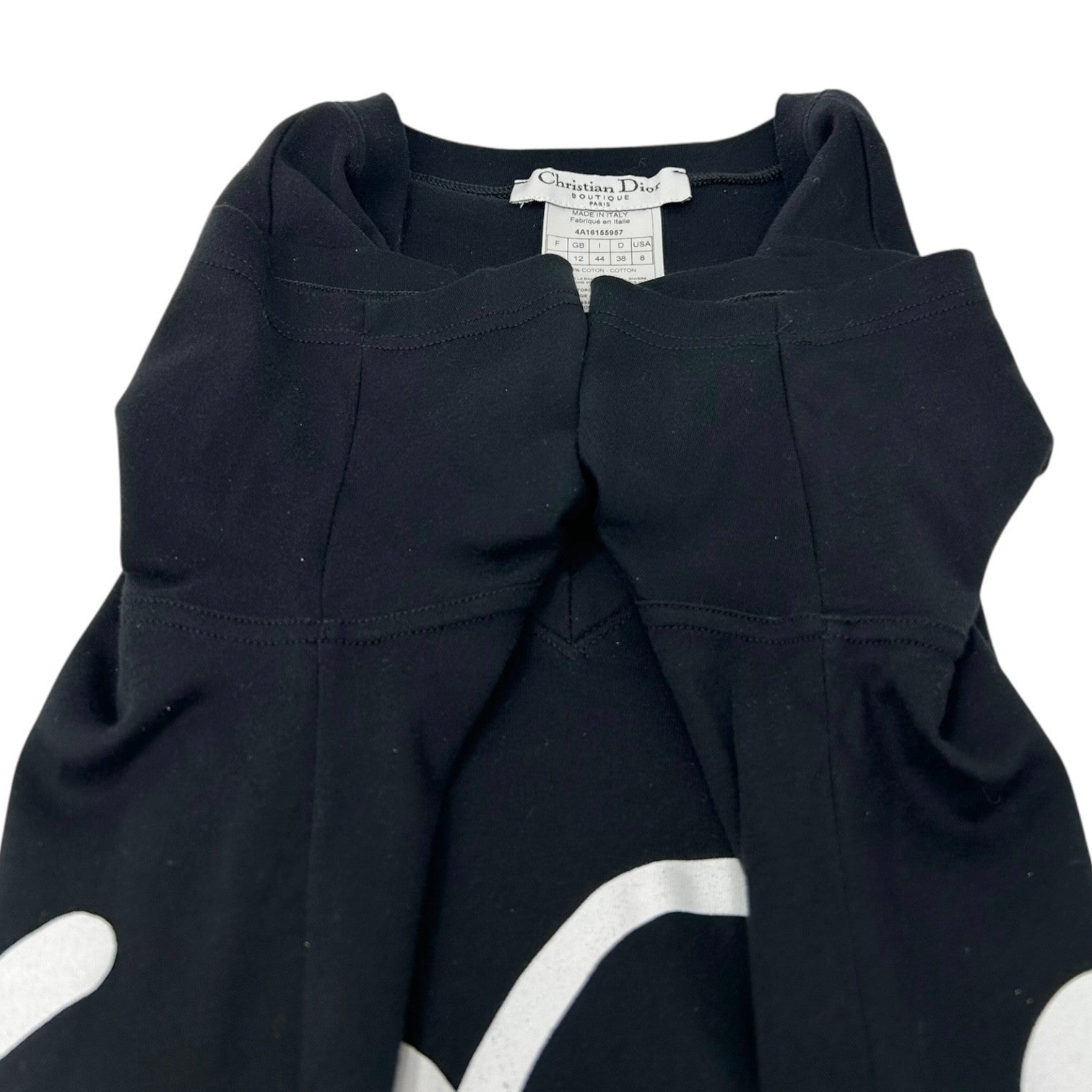 Christian Dior Vintage 2004 Big Logo T-shirts Top #40 Black White Cotton Heart
