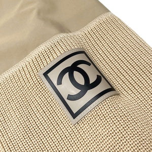 CHANEL Sport Vintage 02A CC Mark Logo Zipped Knit Jacket #46 Beige Wool RankAB+