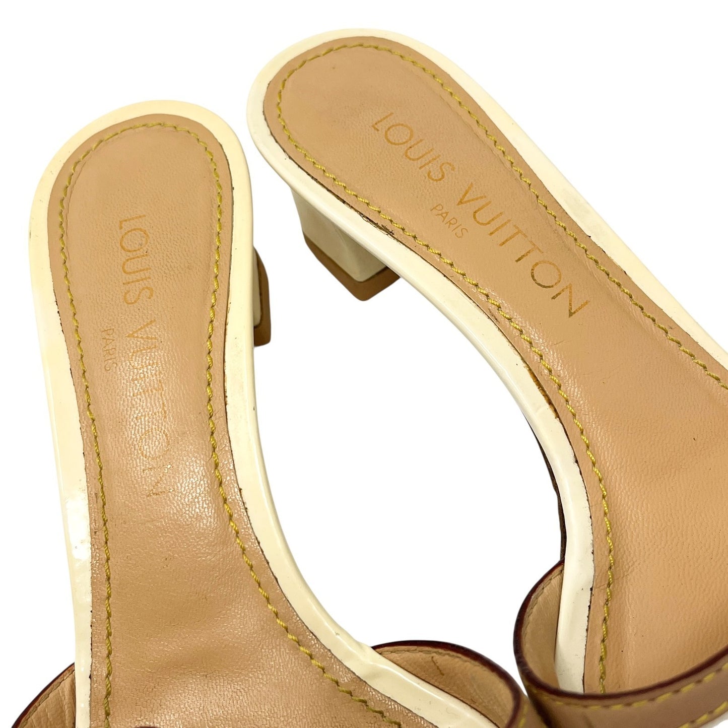LOUIS VUITTON Vintage LV Multicolor Monogram Sandals Heels #36.5 White Beige