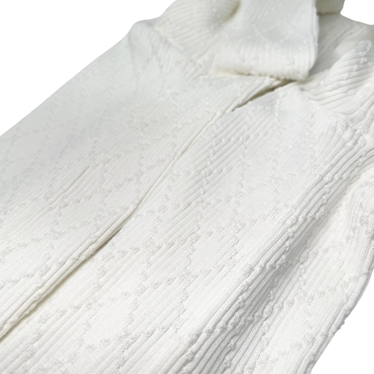CHANEL Vintage P45654 CC Logo Button Knit Long Cardigan Top #38 White 106957