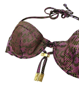 Christian Dior Vintage Swimwear Swimsuit Bikini #36 Animal Print Purple RankAB+