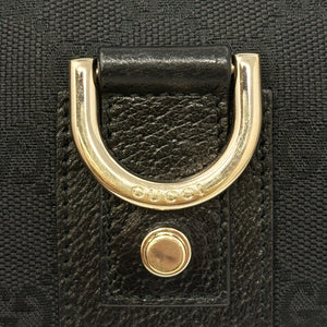 GUCCI Vintage GG Monogram Logo Abbey Shoulder Bag Zip Black Gold Canvas Leather
