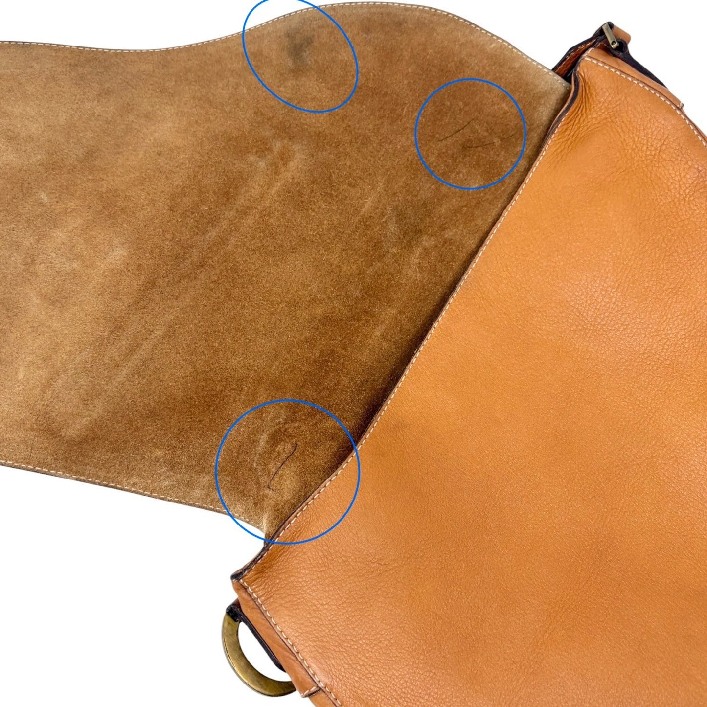 Christian Dior Vintage 2002 Baudrier Saddle Shoulder Bag Camel Leather 901812