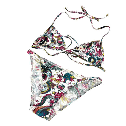 Christian Dior Vintage Logo Tattoo Print Bikini Swimwear #38 Multicolor 901861