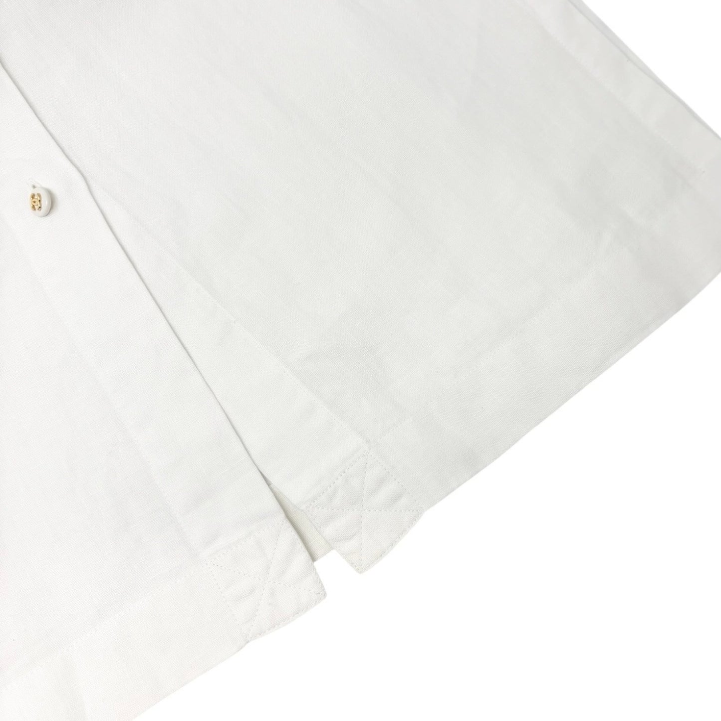 CHANEL Vintage 97P CC Logo Button Linen Shirt Dress One-piece #38 White