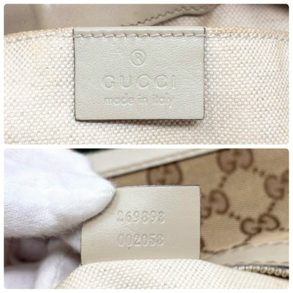 GUCCI Vintage GG Monogram Web Stripe Canvas Shoulder Bag Beige Ribbon 902290