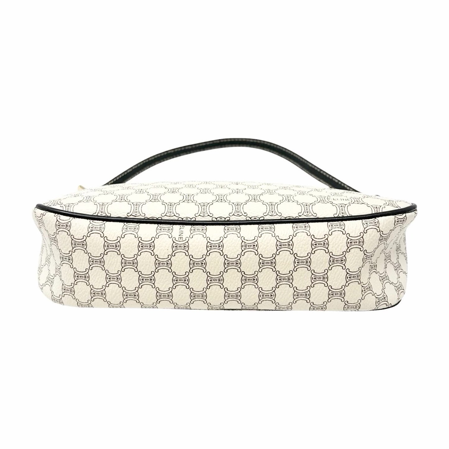 CELINE Vintage Macadam Monogram Shoulder Bag Pochette White Brown PVC 902075