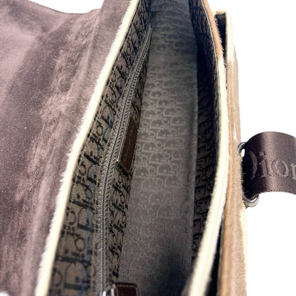 Christian Dior Vintage 2004 Cow Print Pony Hair Shoulder Bag Brown 902540