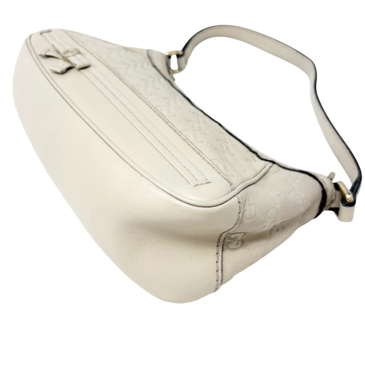 GUCCI Vintage GG Interlocking Monogram Shoulder Bag Beige Ribbon Zip 902282