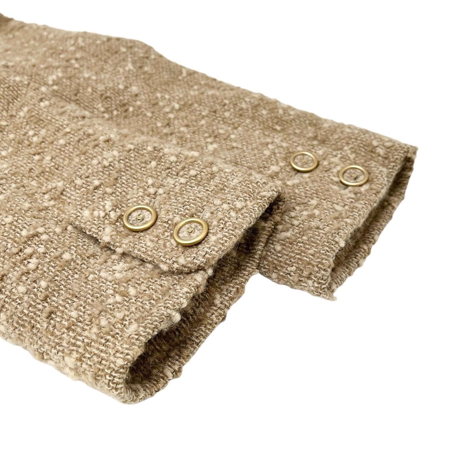 CHANEL Vintage 01A CC Logo Tweed Alpaca Blazer Coat Jacket #38 Light Brown