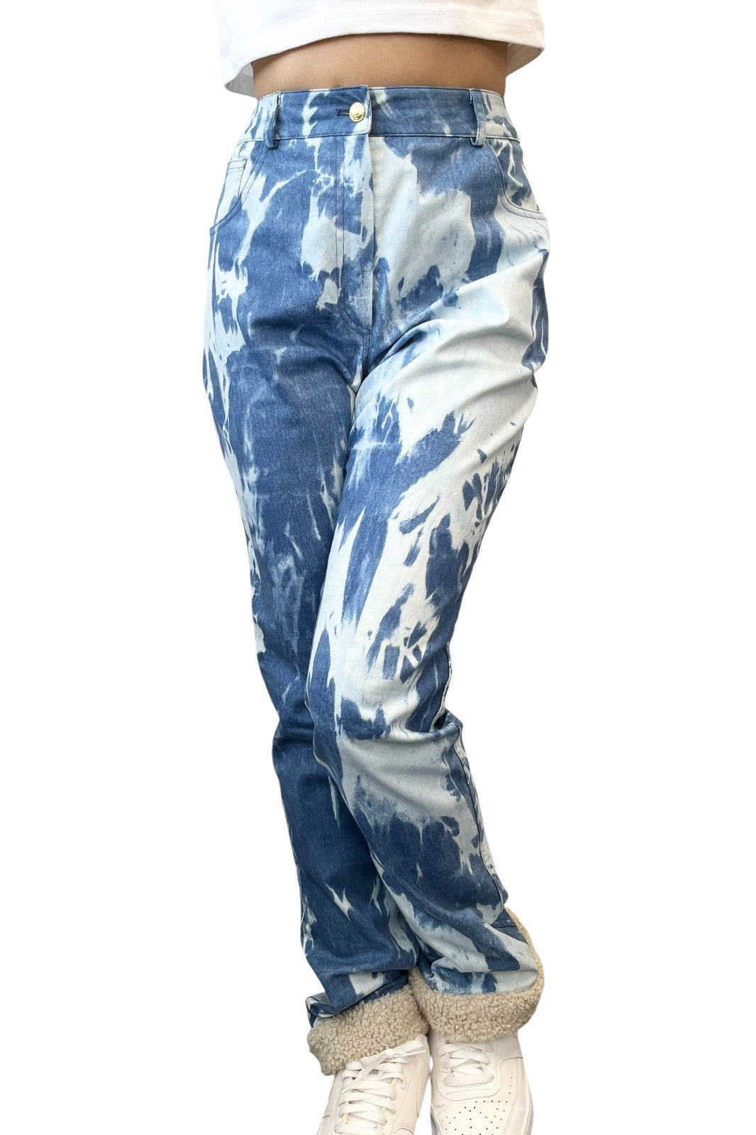 Christian Dior Vintage 2000 John Galliano Tie-Dye Denim Pants #38 Boa Blue
