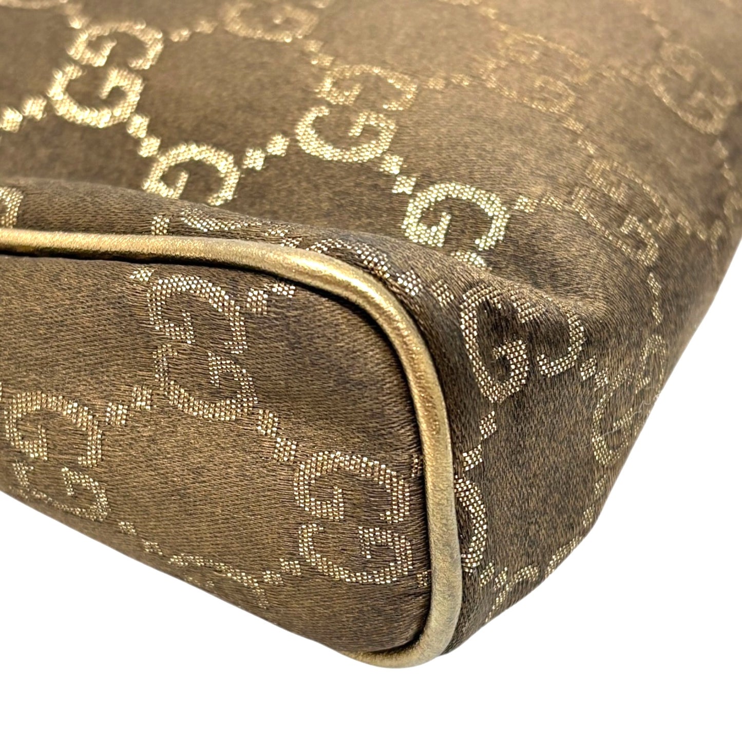 GUCCI Vintage GG Monogram Abbey Mini Shoulder Bag Pochette Gold Brown Canvas