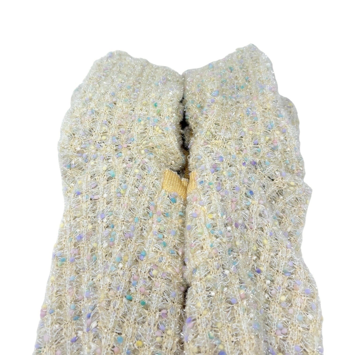 CHANEL Vintage 97P CC Mark Logo Tweed Cardigan #38 Sweater Yellow Nylon