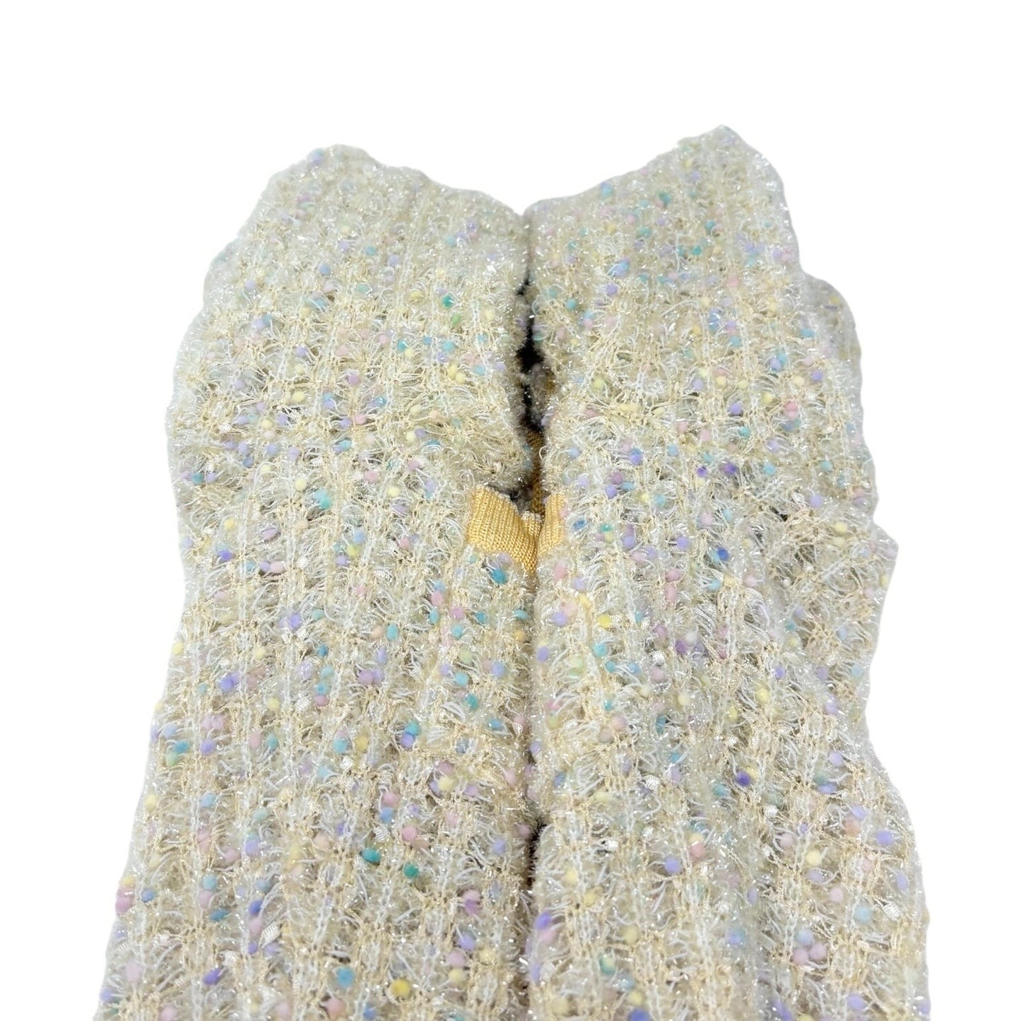 CHANEL Vintage 97P CC Mark Logo Tweed Cardigan #38 Sweater Yellow Nylon