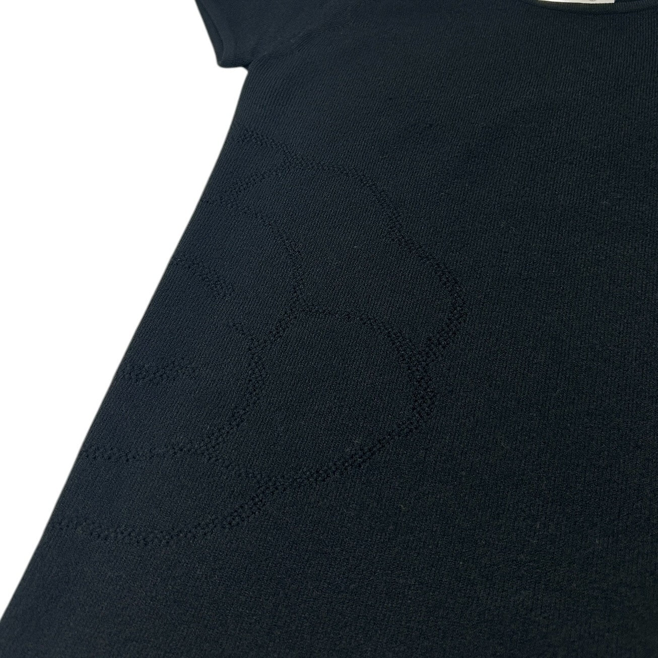 CHANEL Vintage 05P CC Camellia Logo T-shirt Top #38 Black Short Sleeve Viscose