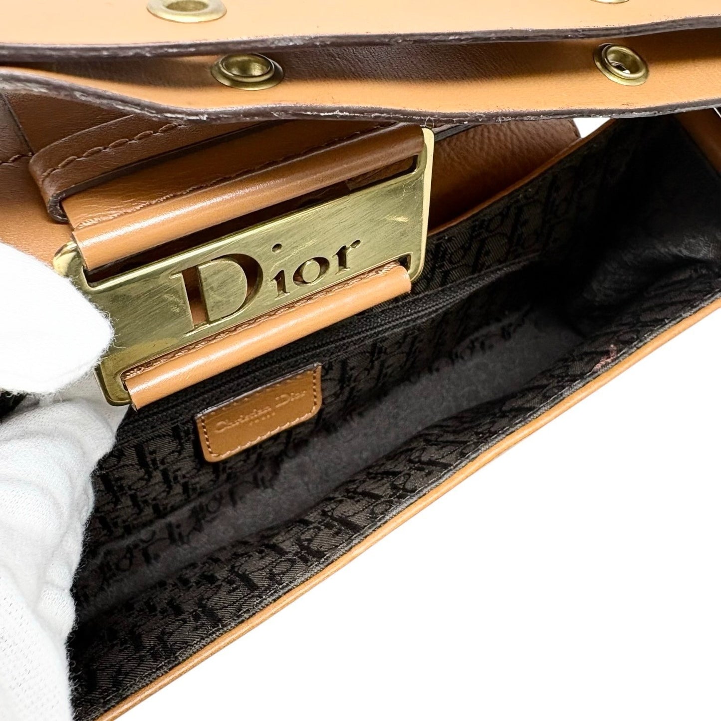 Christian Dior Vintage 2002 Street Chic Columbus Leather Shoulder Bag Brown